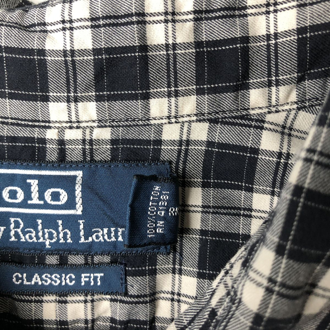 Ralph Lauren POLO by Ralph Lauren CLASSIC FIT long sleeve cotton check shirt, men's XL size cotton black type Vintage Second Hand