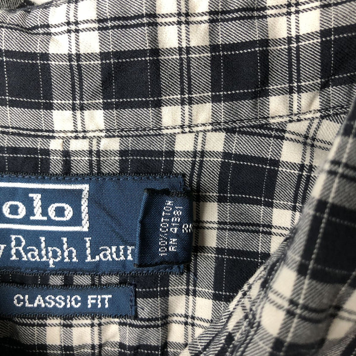 Ralph Lauren POLO by Ralph Lauren CLASSIC FIT long sleeve cotton check shirt, men's XL size cotton black type Vintage Second Hand