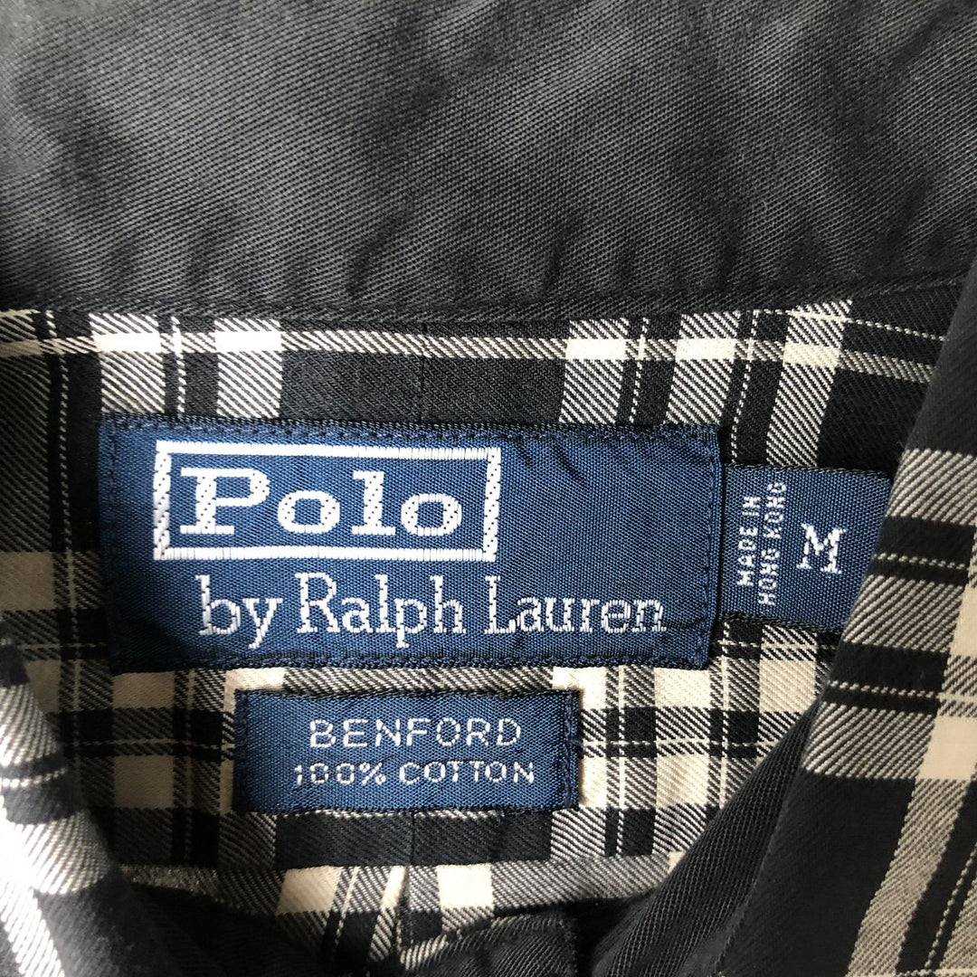 Ralph Lauren POLO by Ralph Lauren BENFORD Long-Sleeve Cotton Check Shirt, Men's Size M (approx.) cotton black type Vintage Second Hand