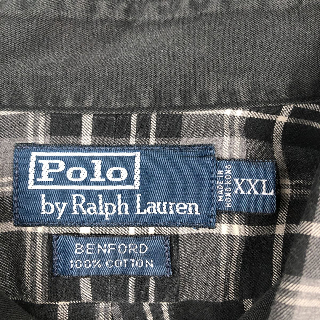 Ralph Lauren POLO by Ralph Lauren BENFORD Long-Sleeve Cotton Check Shirt, Men's Size XXL (approx.) cotton black type Vintage Second Hand