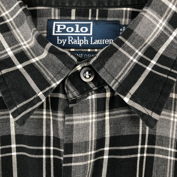 Ralph Lauren POLO by Ralph Lauren BENFORD Long-Sleeve Cotton Check Shirt, Men's Size XXL (approx.) cotton black type Vintage Second Hand