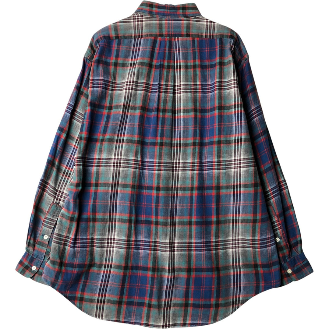 Ralph Lauren BLAIRE long sleeve button down check shirt, men's size L cotton blue type Vintage Second Hand