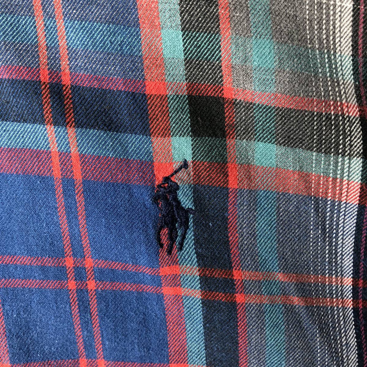 Ralph Lauren BLAIRE long sleeve button down check shirt, men's size L cotton blue type Vintage Second Hand