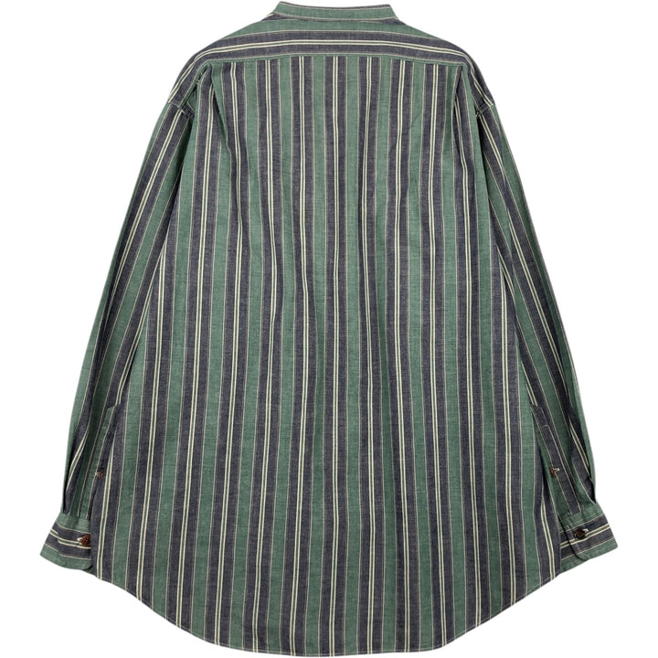Ralph Lauren POLO by Ralph Lauren Stand Collar Long Sleeve Cotton Stripe Shirt, Men's Size L (approx.) cotton navy blue type Vintage Second Hand