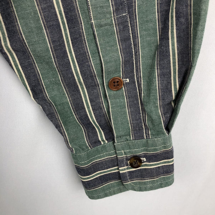 Ralph Lauren POLO by Ralph Lauren Stand Collar Long Sleeve Cotton Stripe Shirt, Men's Size L (approx.) cotton navy blue type Vintage Second Hand