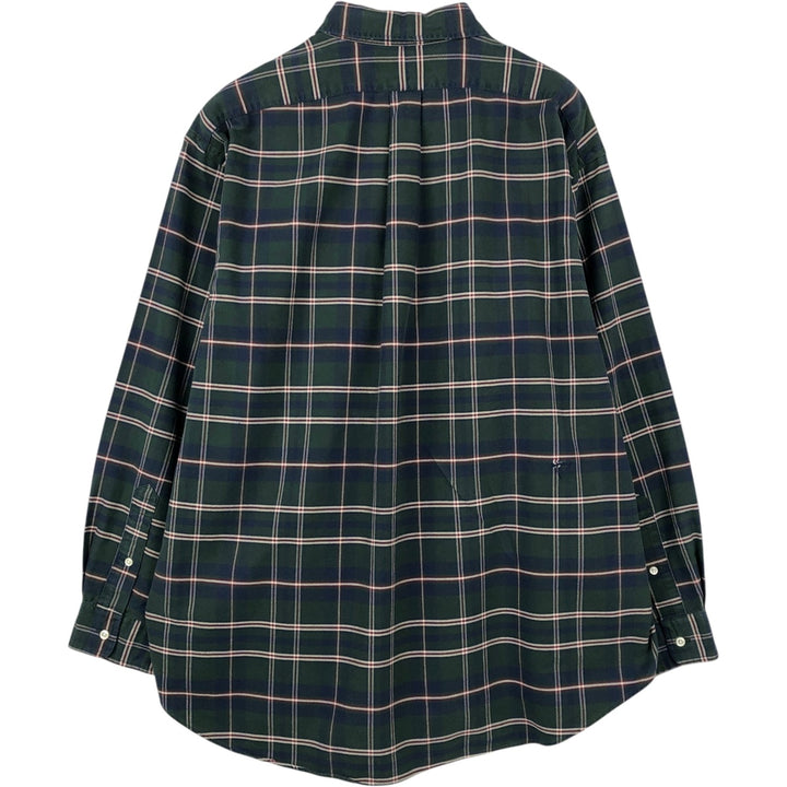 Ralph Lauren BIG SHIRT Long sleeve button-down check shirt Men's XL size cotton Green type dark green Vintage Second Hand