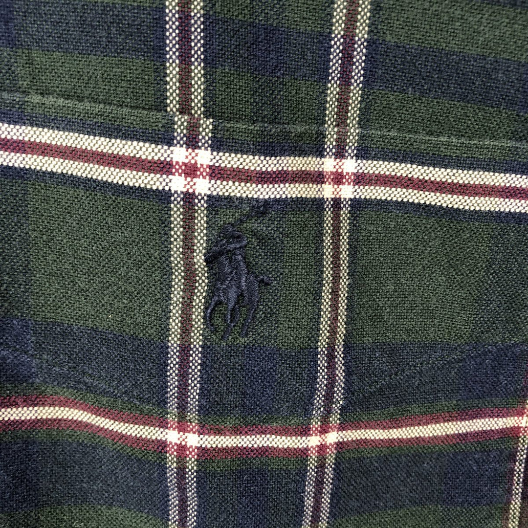 Ralph Lauren BIG SHIRT Long sleeve button-down check shirt Men's XL size cotton Green type dark green Vintage Second Hand