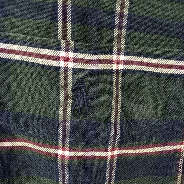 Ralph Lauren BIG SHIRT Long sleeve button-down check shirt Men's XL size cotton Green type dark green Vintage Second Hand