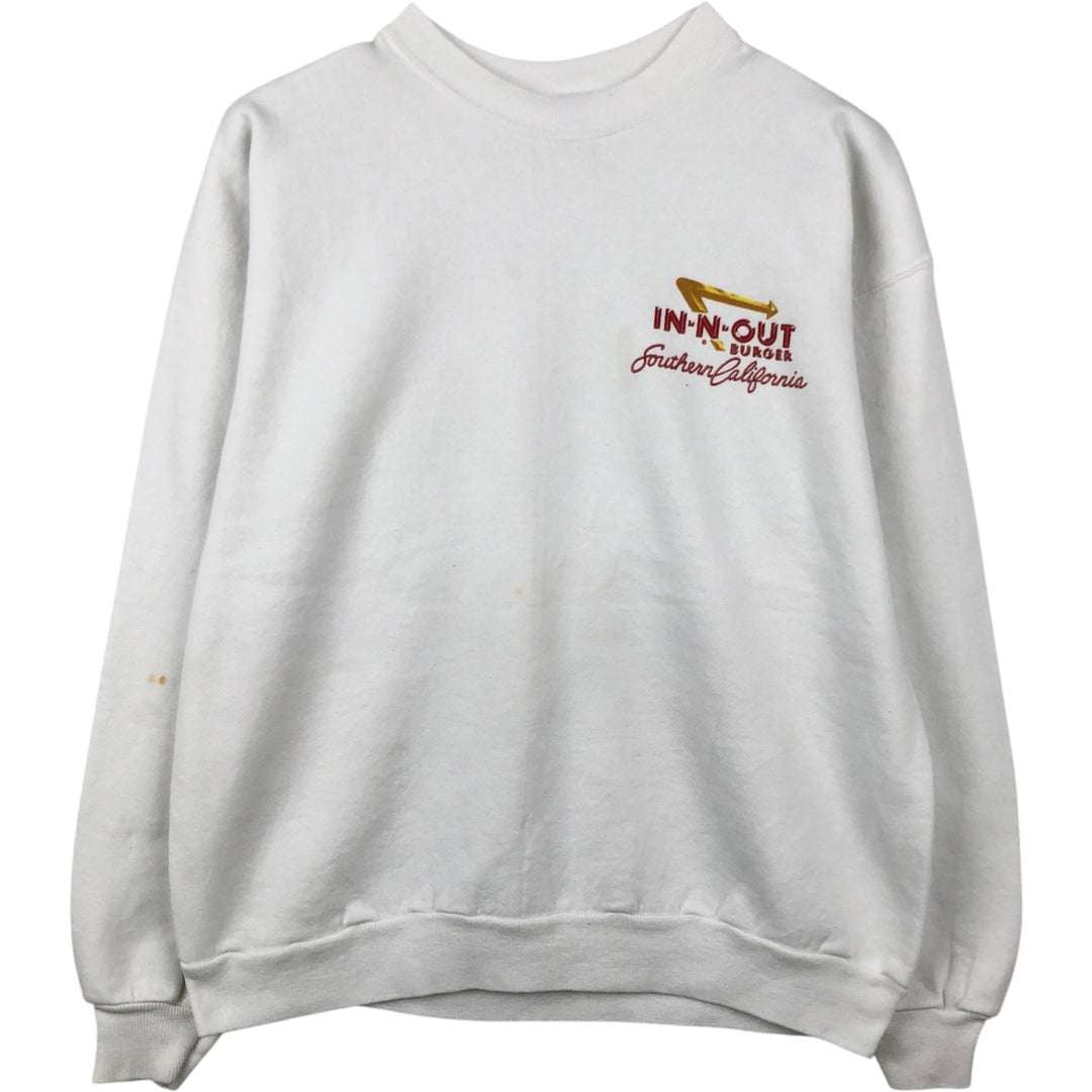 90s-00'S Hanes In & Out Burger Advertising Sweatshirt, Men's Size XL (approx.) cotton white type Vintage Second Hand