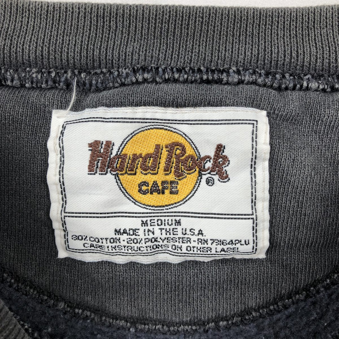 Vintage 90'S Hard Rock Cafe Advertising Sweatshirt, Made in USA, Men's Size Medium cotton Charcoal Vintage Second Hand