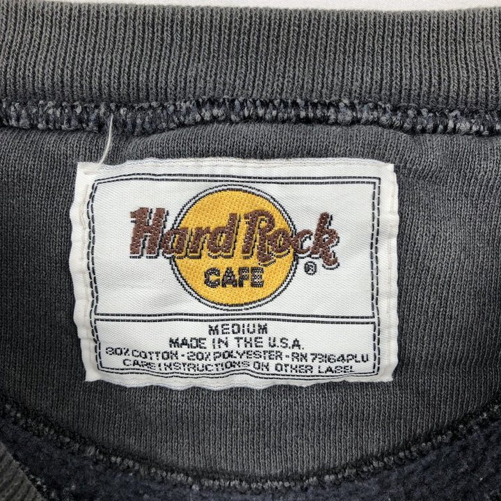 Vintage 90'S Hard Rock Cafe Advertising Sweatshirt, Made in USA, Men's Size Medium cotton Charcoal Vintage Second Hand