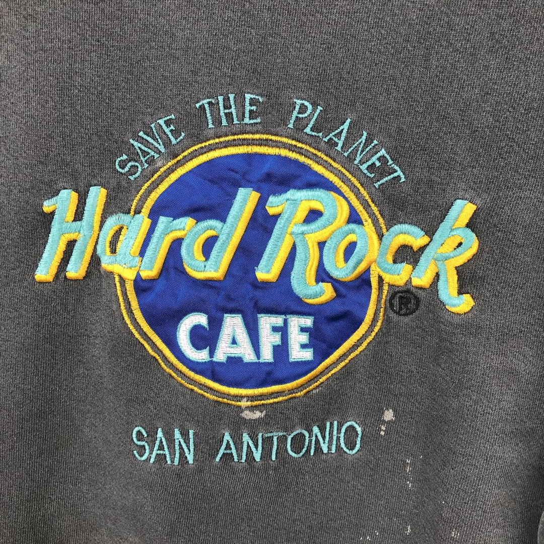 Vintage 90'S Hard Rock Cafe Advertising Sweatshirt, Made in USA, Men's Size Medium cotton Charcoal Vintage Second Hand