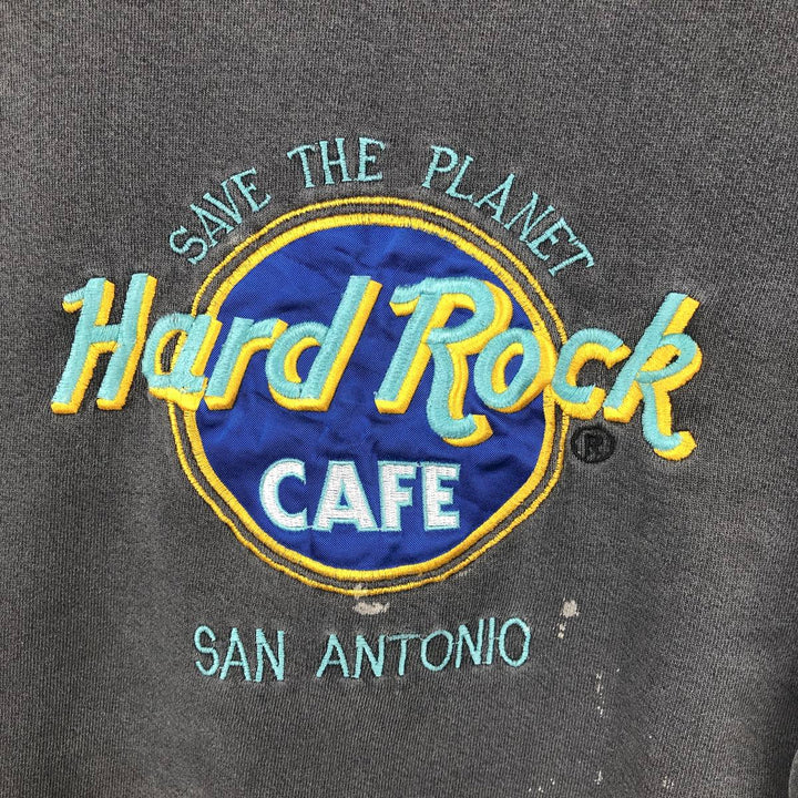 Vintage 90'S Hard Rock Cafe Advertising Sweatshirt, Made in USA, Men's Size Medium cotton Charcoal Vintage Second Hand