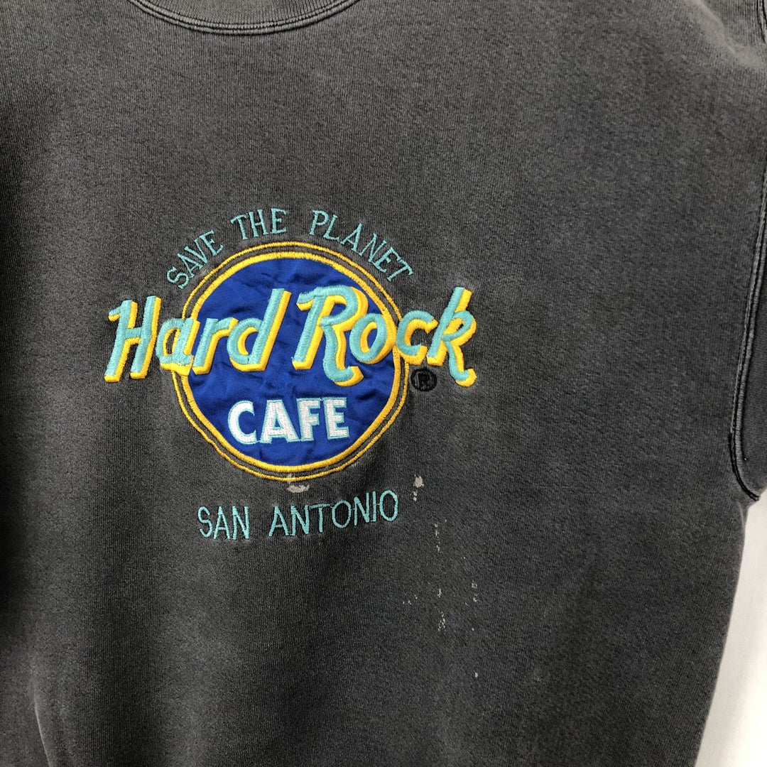 Vintage 90'S Hard Rock Cafe Advertising Sweatshirt, Made in USA, Men's Size Medium cotton Charcoal Vintage Second Hand
