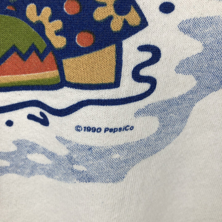 90'S Fruit of the Loom Pepsi-Cola Christmas Pattern Advertising Sweatshirt (Men's Size L) unclear white type Vintage Second Hand