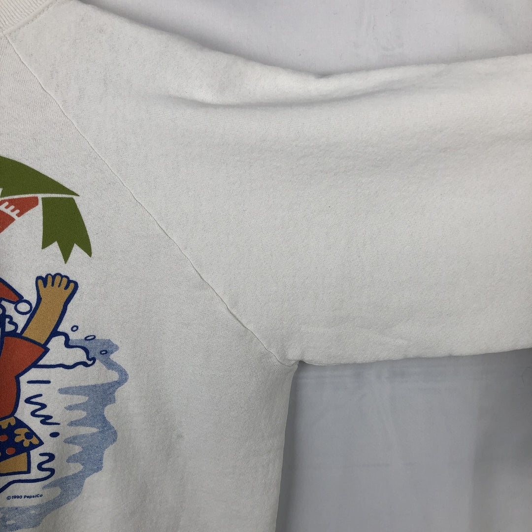 90'S Fruit of the Loom Pepsi-Cola Christmas Pattern Advertising Sweatshirt (Men's Size L) unclear white type Vintage Second Hand