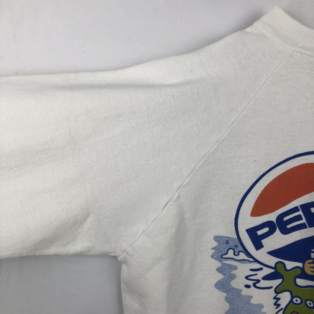 90'S Fruit of the Loom Pepsi-Cola Christmas Pattern Advertising Sweatshirt (Men's Size L) unclear white type Vintage Second Hand