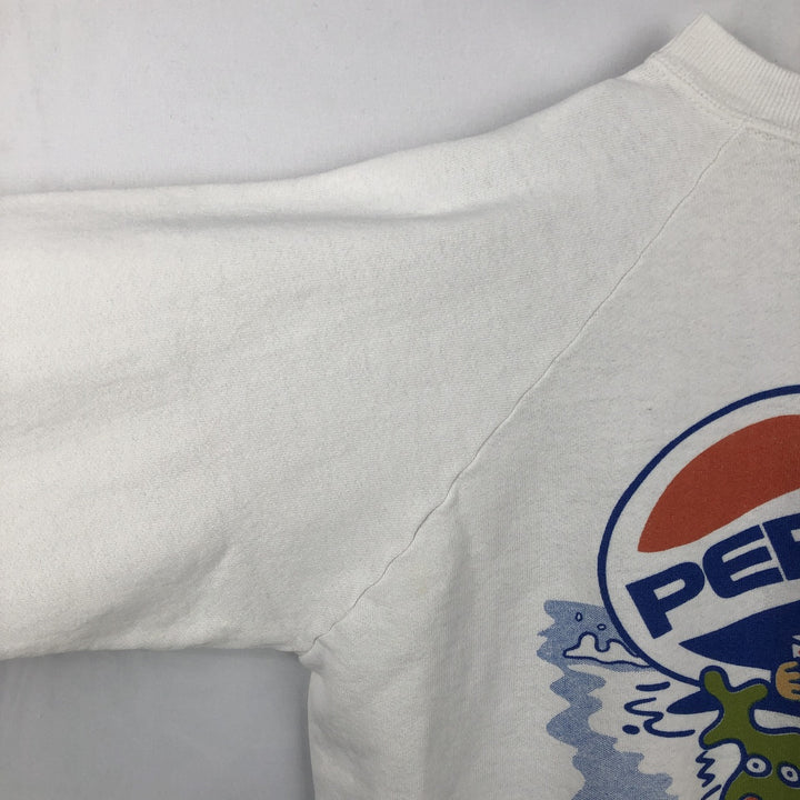 90'S Fruit of the Loom Pepsi-Cola Christmas Pattern Advertising Sweatshirt (Men's Size L) unclear white type Vintage Second Hand