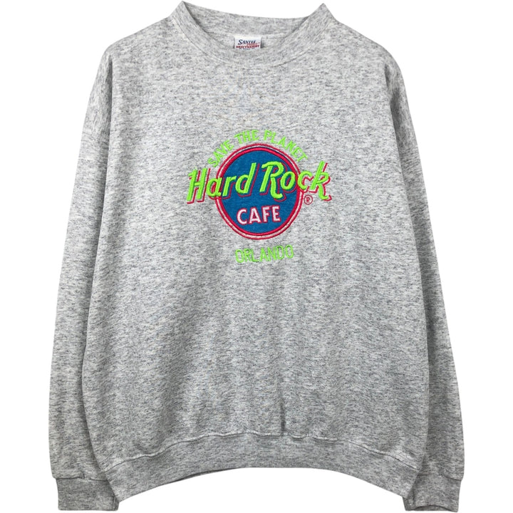 90'S PLUMA SANTEE SWEATS Hard Rock Cafe Advertising Sweatshirt, Made in USA, Men's XL equivalent. polyester gray type Vintage Second Hand