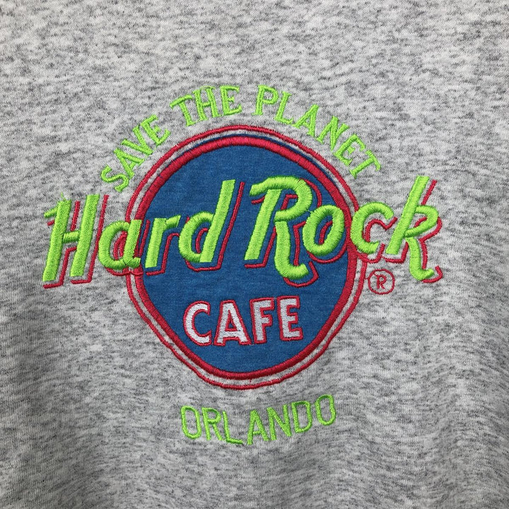 90'S PLUMA SANTEE SWEATS Hard Rock Cafe Advertising Sweatshirt, Made in USA, Men's XL equivalent. polyester gray type Vintage Second Hand