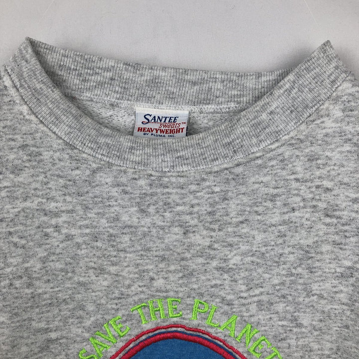 90'S PLUMA SANTEE SWEATS Hard Rock Cafe Advertising Sweatshirt, Made in USA, Men's XL equivalent. polyester gray type Vintage Second Hand