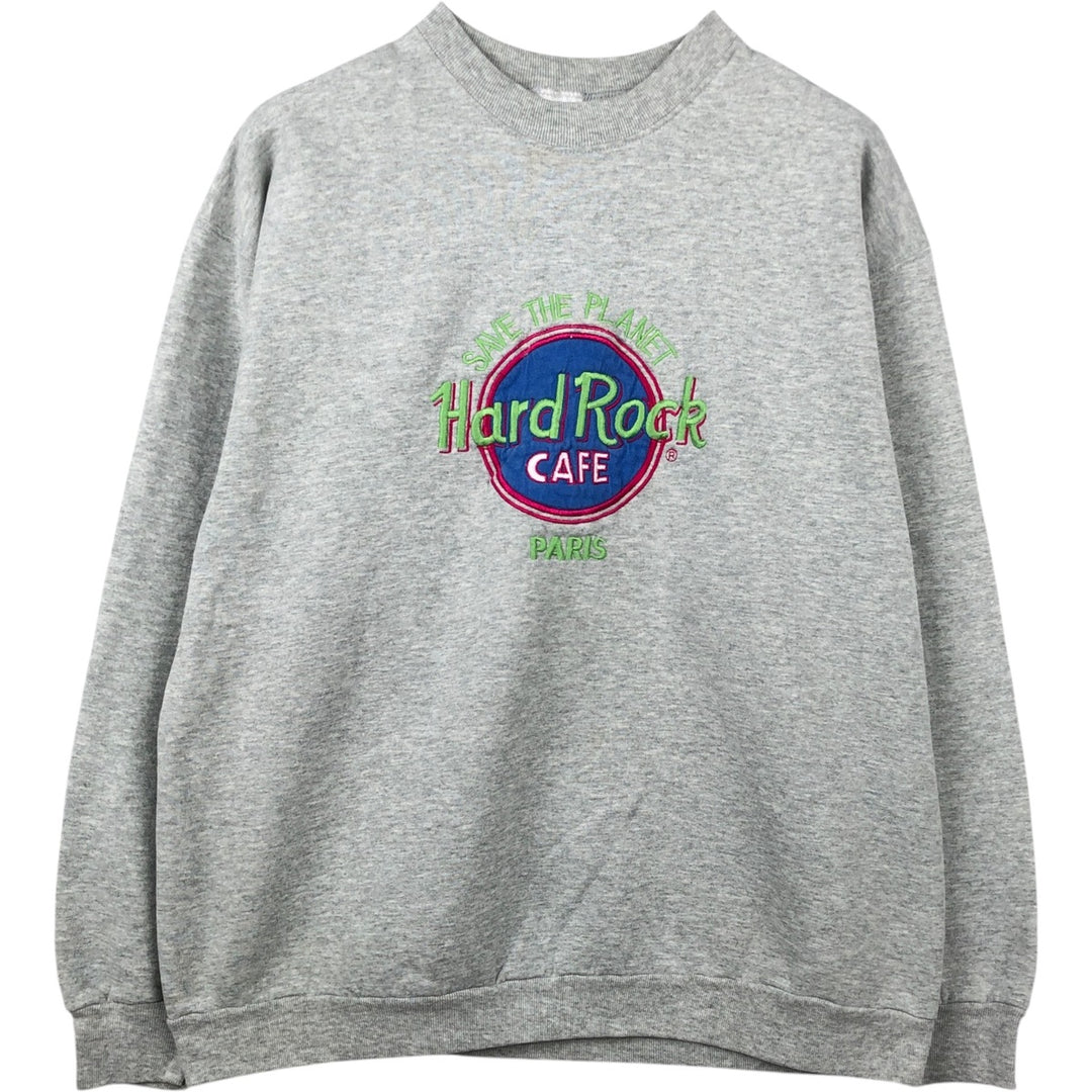 90'S Screen Stars Hard Rock Cafe Advertising Sweatshirt (Men's XL equivalent) cotton gray type Vintage Second Hand