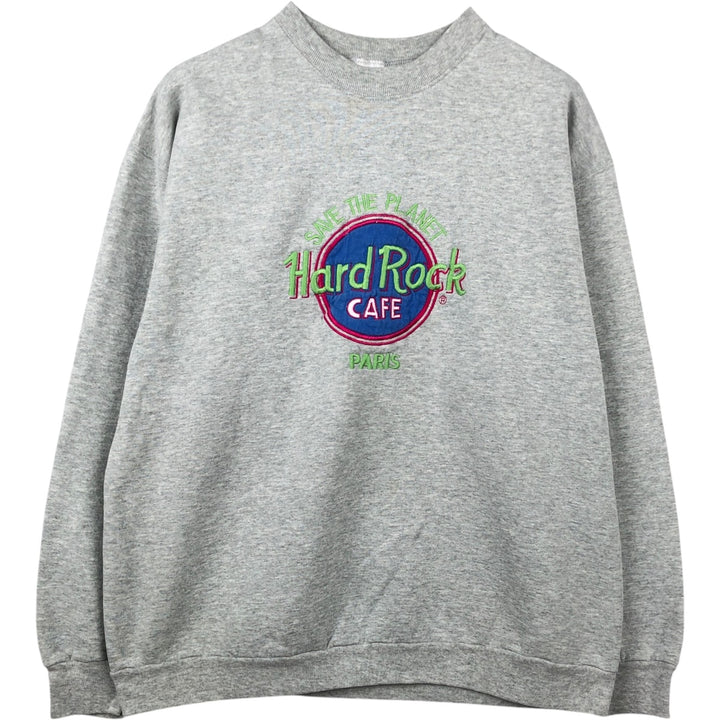 90'S Screen Stars Hard Rock Cafe Advertising Sweatshirt (Men's XL equivalent) cotton gray type Vintage Second Hand