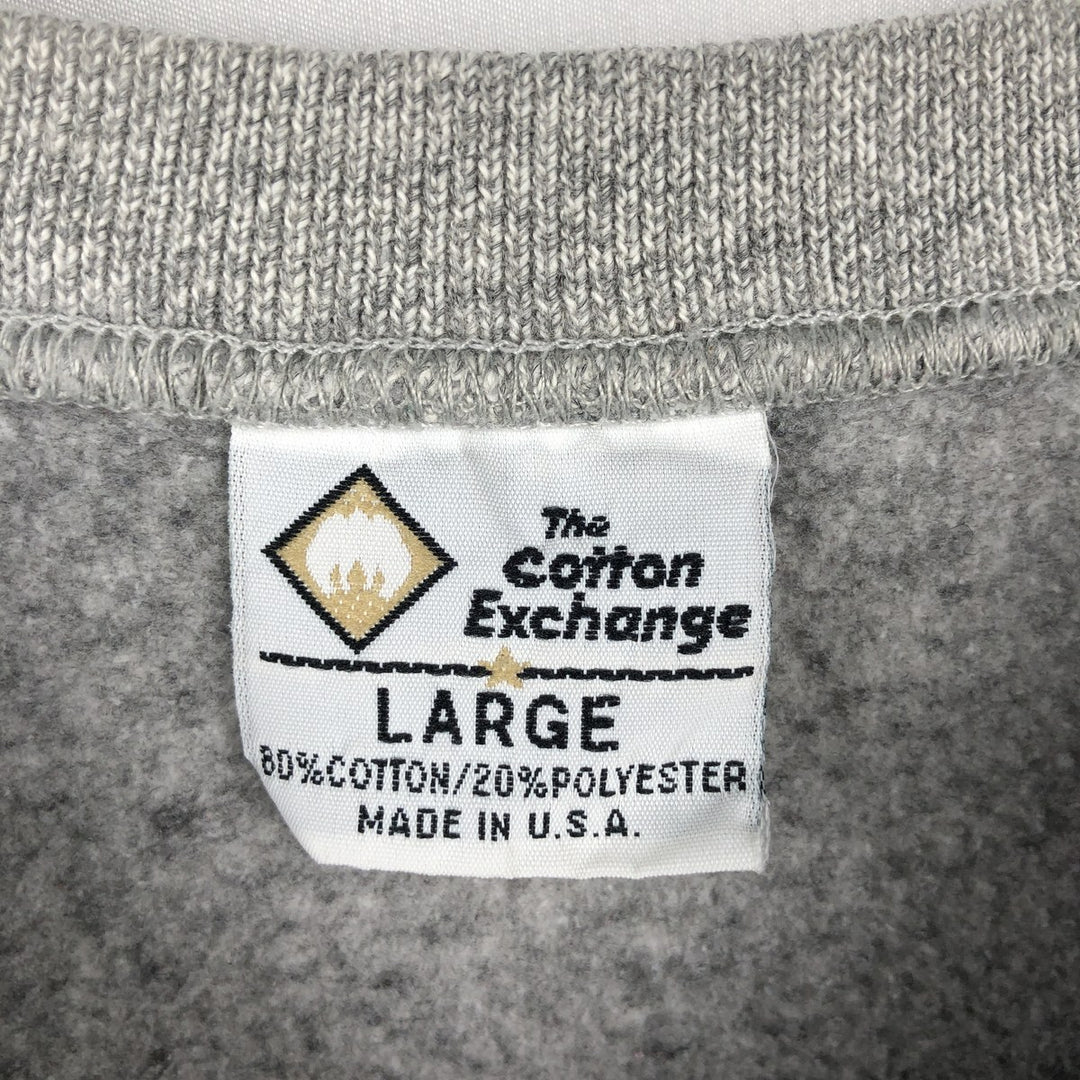 The Cotton Exchange College Sweatshirt, Made in USA, Men's Size L cotton gray type Vintage Second Hand