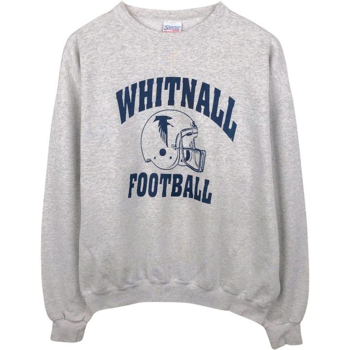 90'S Santee Heavy Weight Triple Print College Sweatshirt, Made in USA, Men's XL equivalent, Vintage cotton gray type Vintage Second Hand