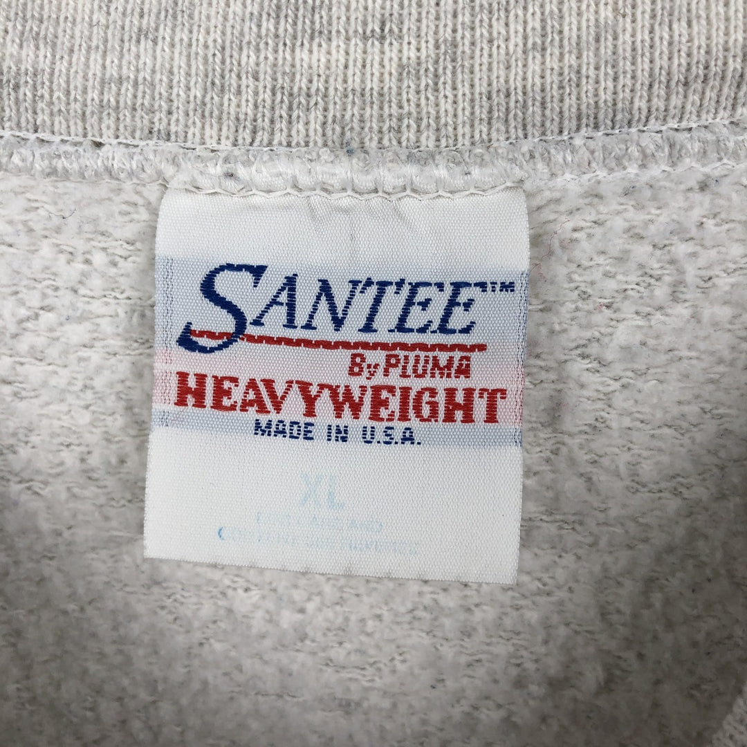 90'S Santee Heavy Weight Triple Print College Sweatshirt, Made in USA, Men's XL equivalent, Vintage cotton gray type Vintage Second Hand