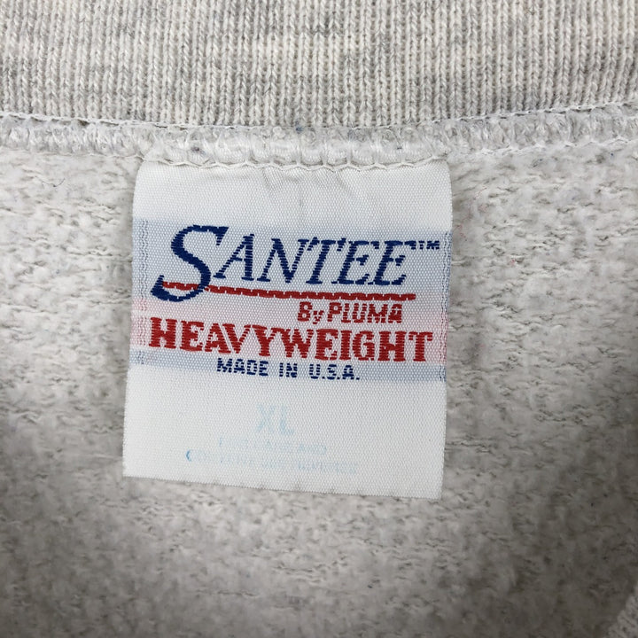 90'S Santee Heavy Weight Triple Print College Sweatshirt, Made in USA, Men's XL equivalent, Vintage cotton gray type Vintage Second Hand