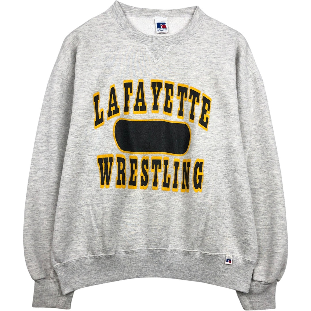 90'S Russell College Sweatshirt, Made in USA, Men's L, Vintage cotton gray type Vintage Second Hand