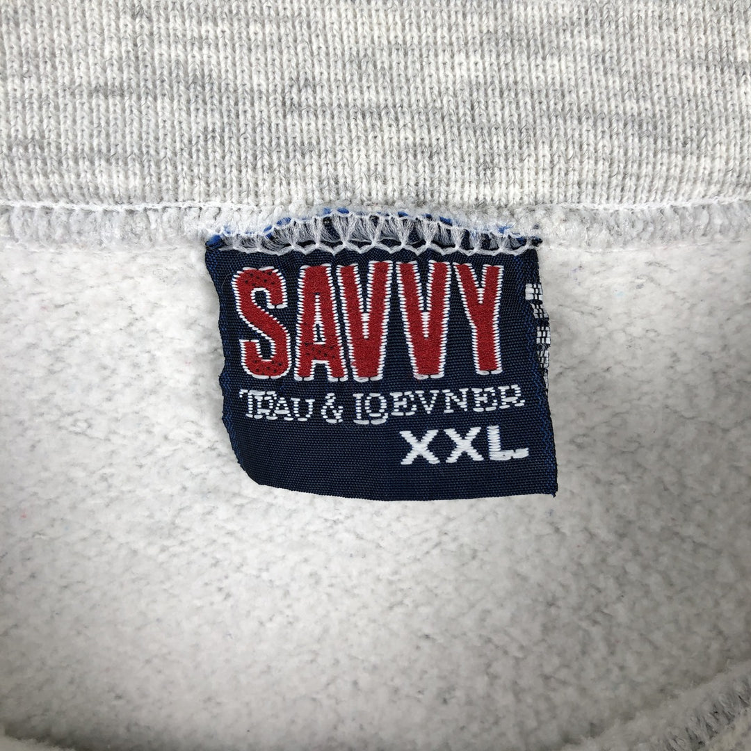 SAVVY College Sweatshirt, Made in USA, Men's XXL equivalent. polyester gray type Vintage Second Hand