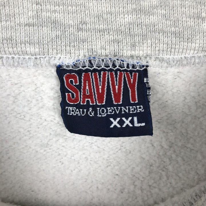 SAVVY College Sweatshirt, Made in USA, Men's XXL equivalent. polyester gray type Vintage Second Hand