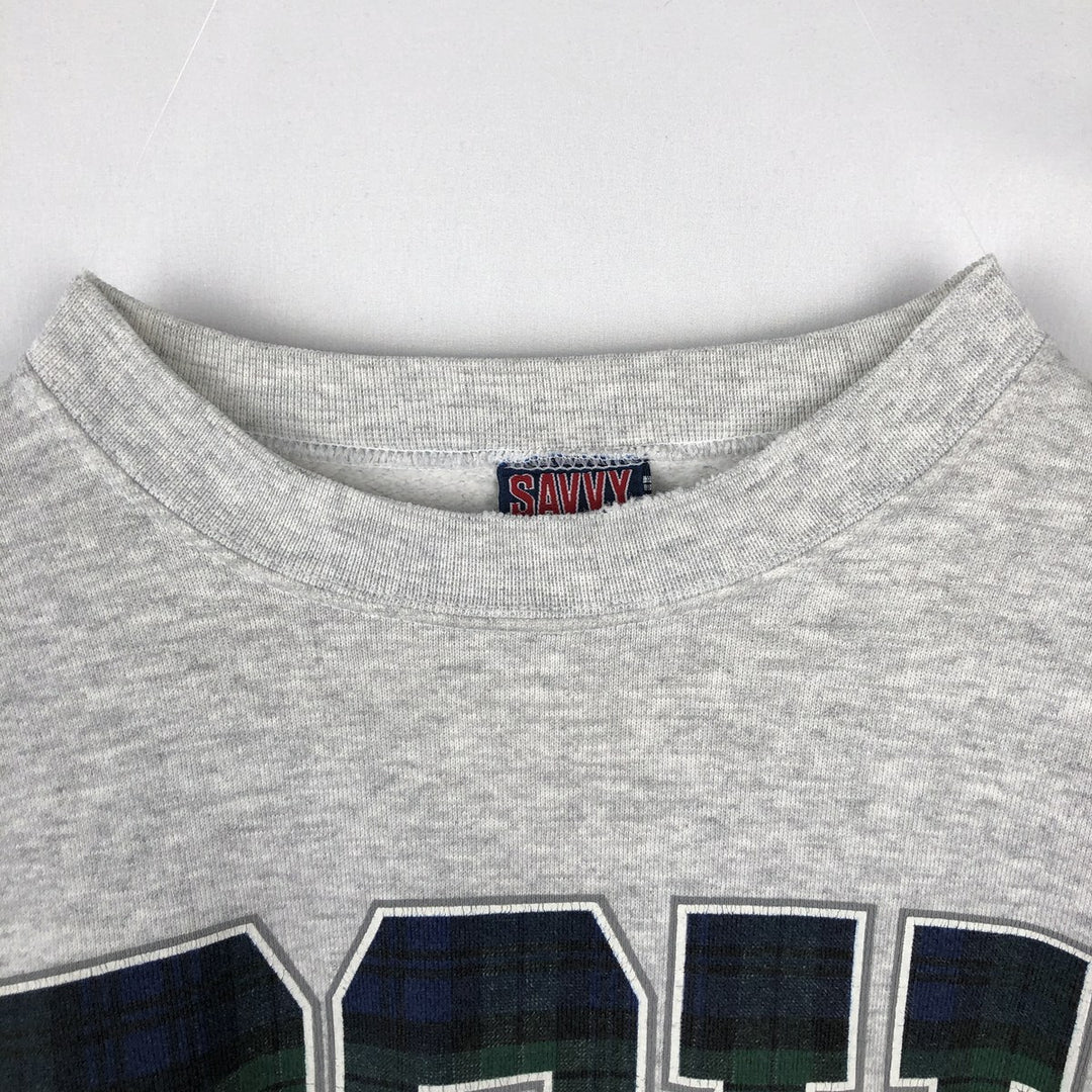 SAVVY College Sweatshirt, Made in USA, Men's XXL equivalent. polyester gray type Vintage Second Hand