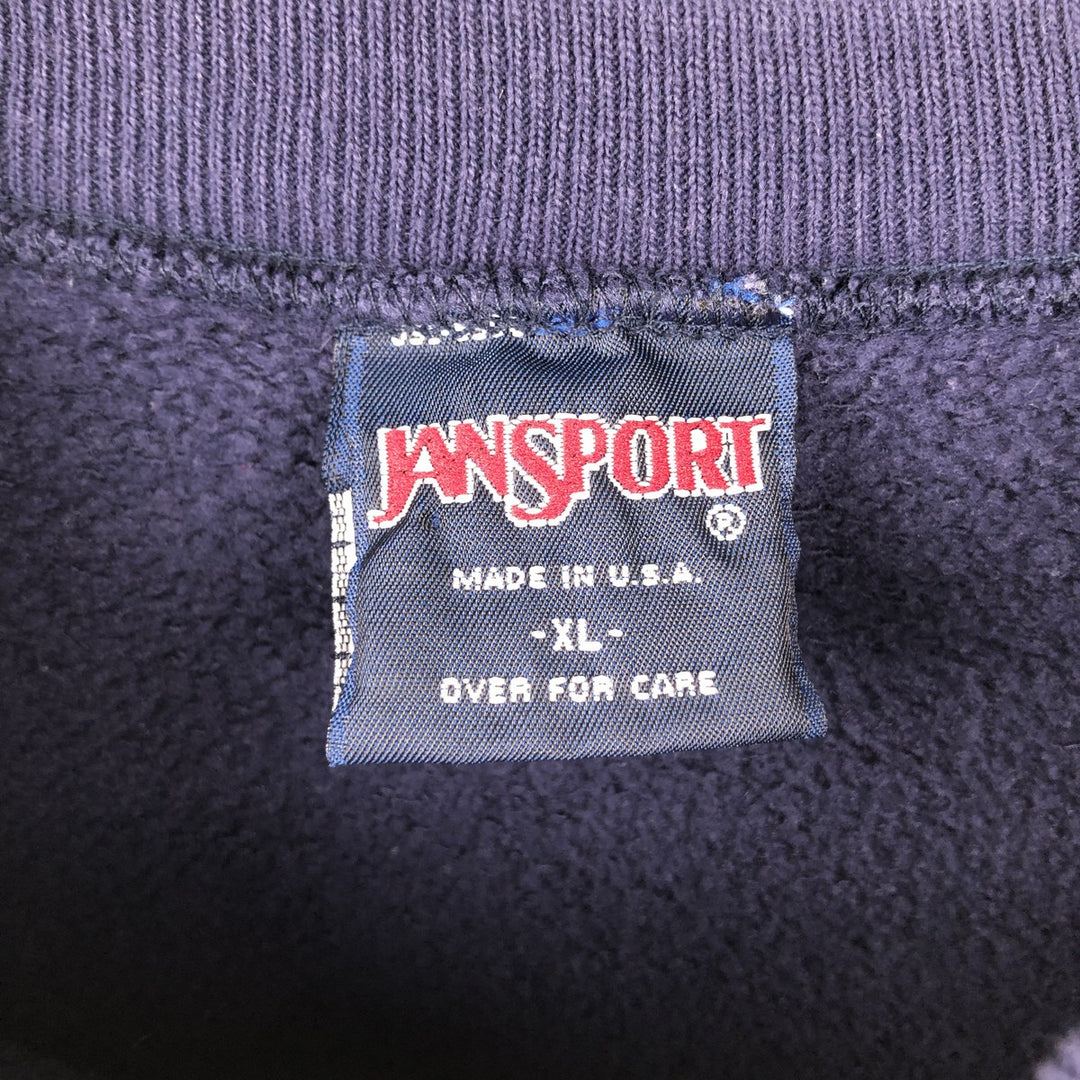 90'S Jansport College Sweatshirt, Made in USA, Men's XL, Vintage polyester navy blue type Vintage Second Hand