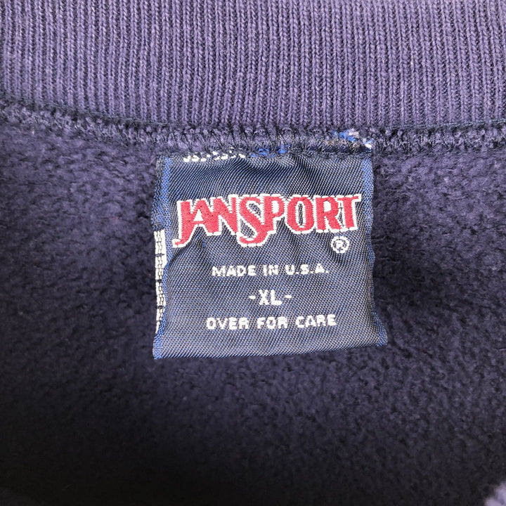 90'S Jansport College Sweatshirt, Made in USA, Men's XL, Vintage polyester navy blue type Vintage Second Hand