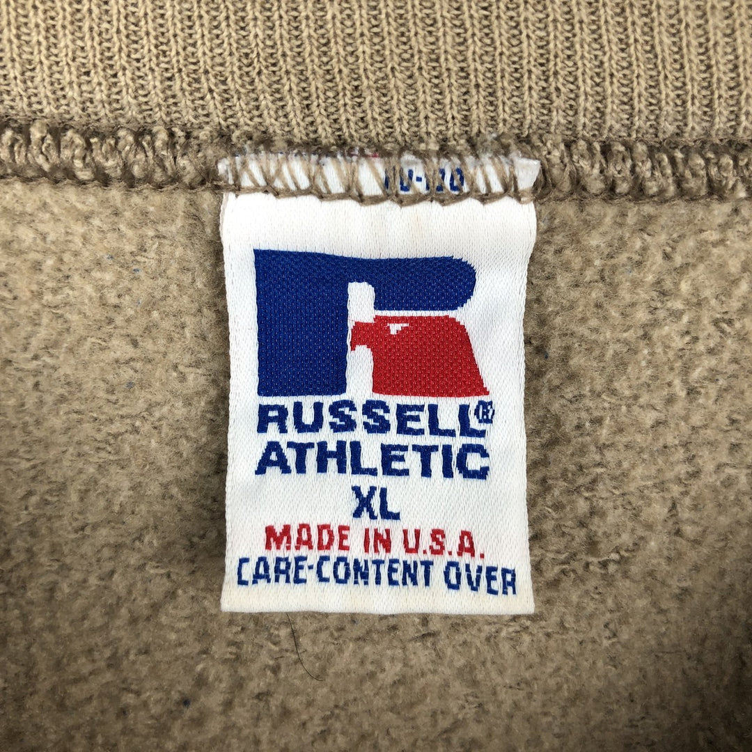 90'S Russell College Sweatshirt, Made in USA, Men's XL, Vintage cotton Beige type Vintage Second Hand
