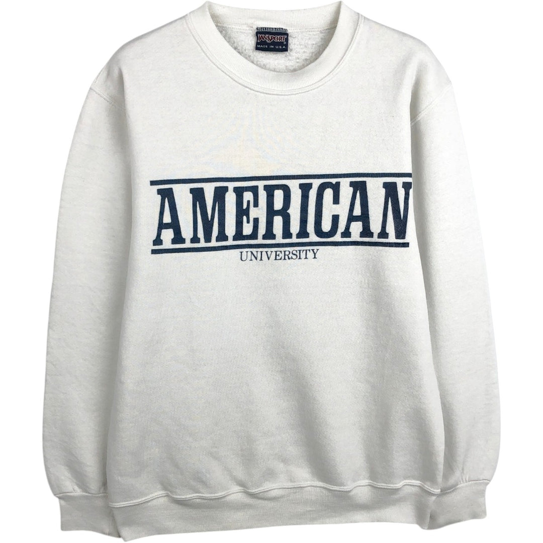90'S Jansport College Sweatshirt, Made in USA, Men's M, Vintage polyester ivory Vintage Second Hand