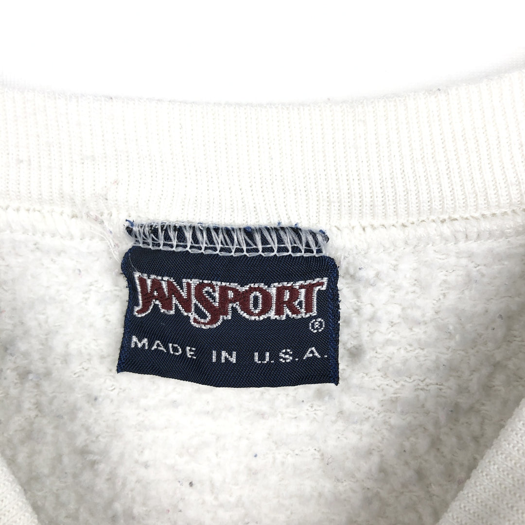 90'S Jansport College Sweatshirt, Made in USA, Men's M, Vintage polyester ivory Vintage Second Hand