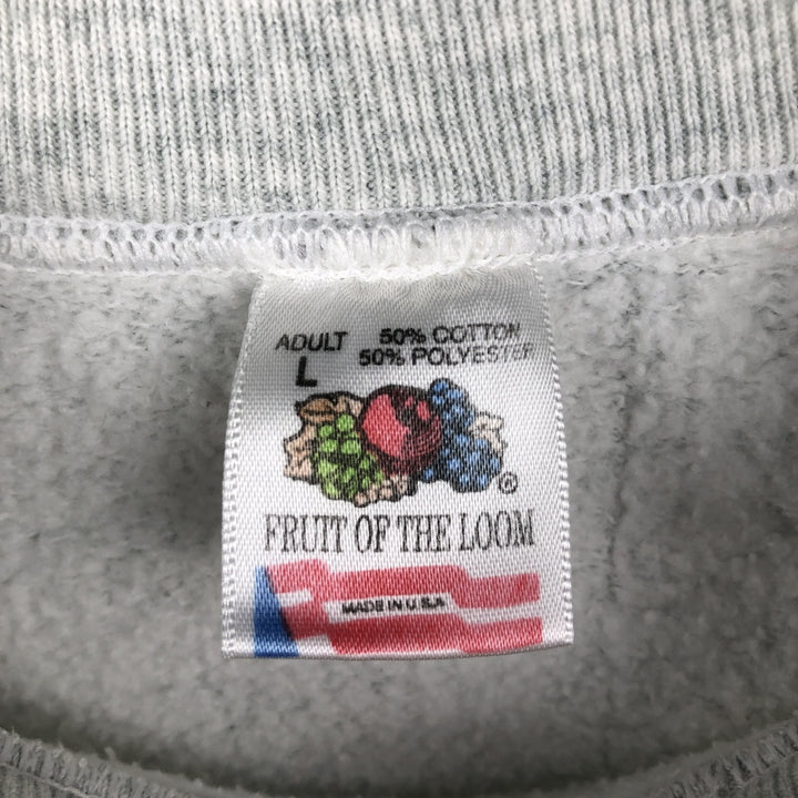 90'S Fruit of the Loom 3-row print college sweatshirt, made in the USA, men's size L, vintage cotton gray type Vintage Second Hand