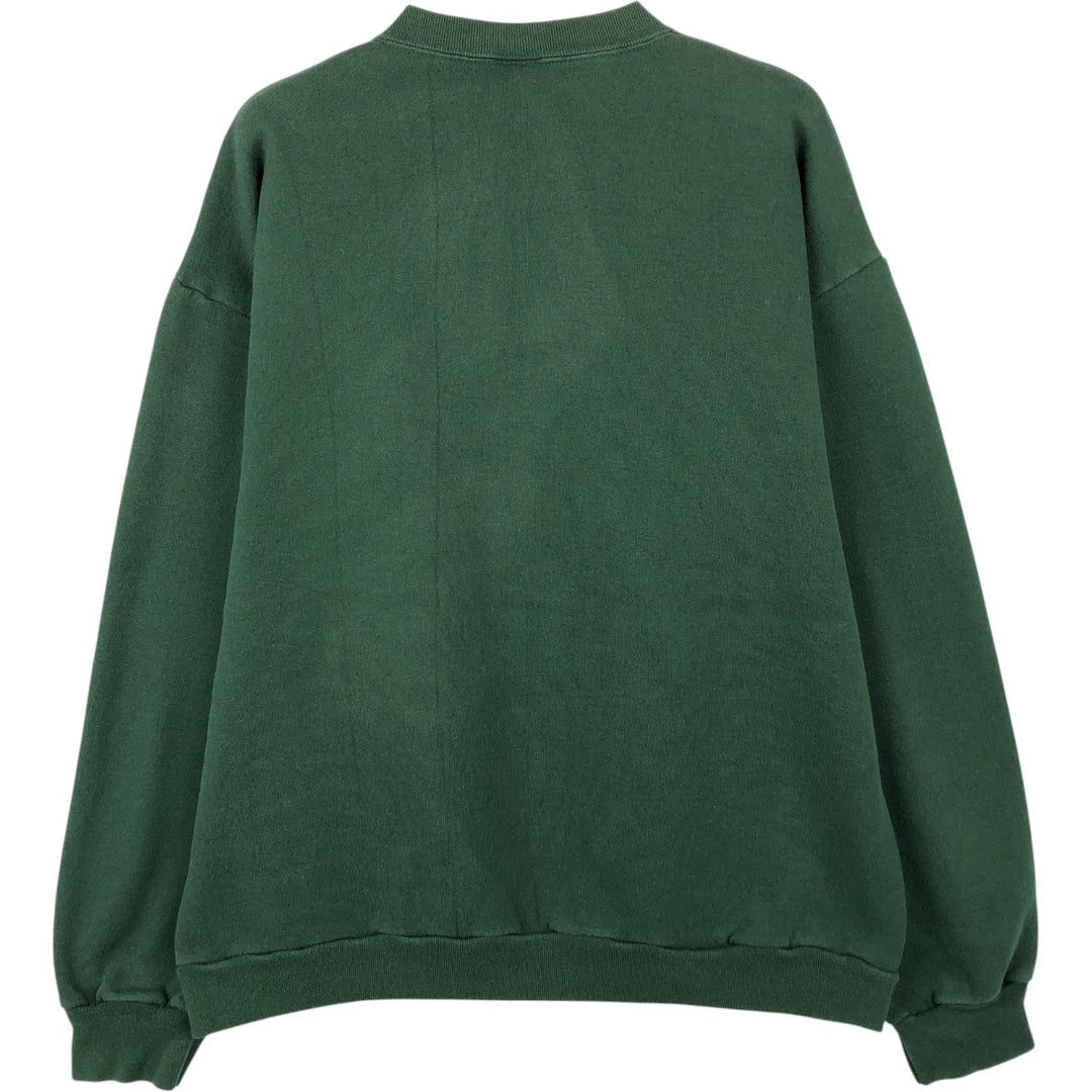 90'S Logo Seven Michigan State University College Sweatshirt, Made in USA, Men's Size L (approx.), Vintage polyester Green type dark green Vintage Second Hand