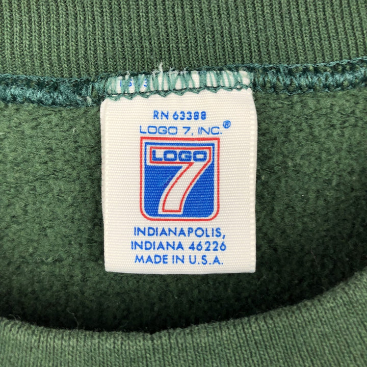 90'S Logo Seven Michigan State University College Sweatshirt, Made in USA, Men's Size L (approx.), Vintage polyester Green type dark green Vintage Second Hand