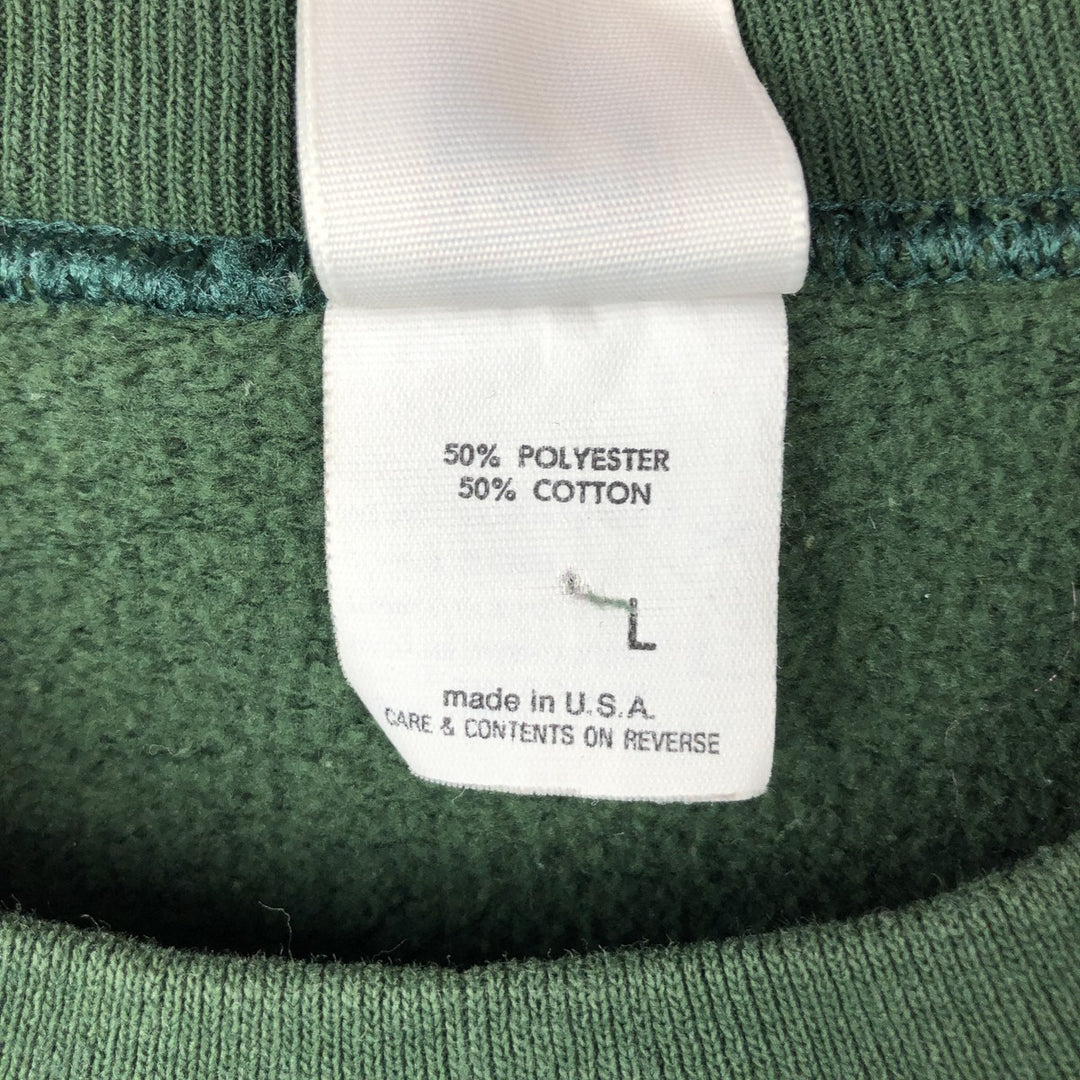 90'S Logo Seven Michigan State University College Sweatshirt, Made in USA, Men's Size L (approx.), Vintage polyester Green type dark green Vintage Second Hand