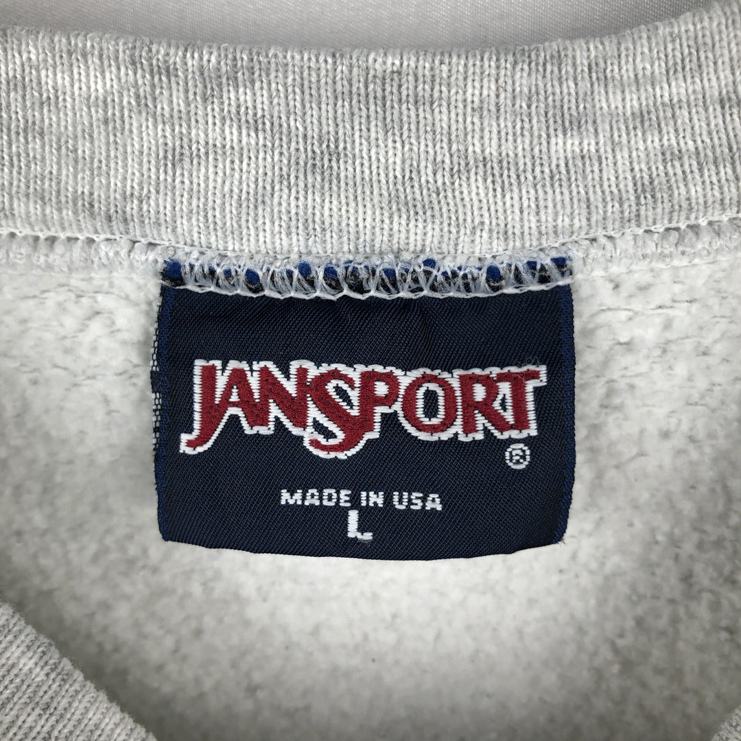 Vintage 90'S Jansport triple print college sweatshirt, made in the USA, men's size L cotton gray type Vintage Second Hand