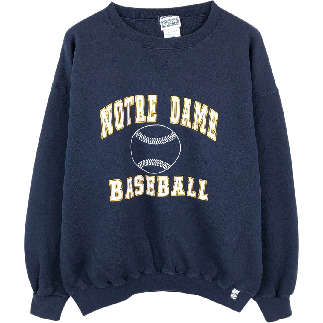 90'S Discus Athletic Notre Dame University Triple Print College Sweatshirt, Made in USA, Men's XL equivalent. cotton navy blue type Vintage Second Hand