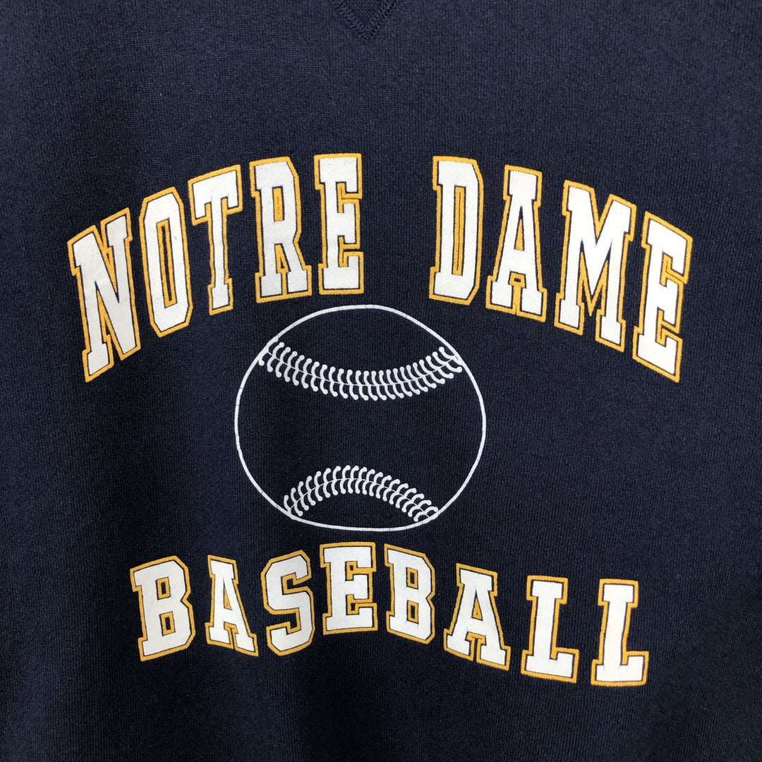 90'S Discus Athletic Notre Dame University Triple Print College Sweatshirt, Made in USA, Men's XL equivalent. cotton navy blue type Vintage Second Hand