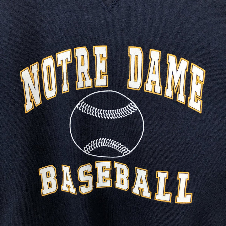 90'S Discus Athletic Notre Dame University Triple Print College Sweatshirt, Made in USA, Men's XL equivalent. cotton navy blue type Vintage Second Hand