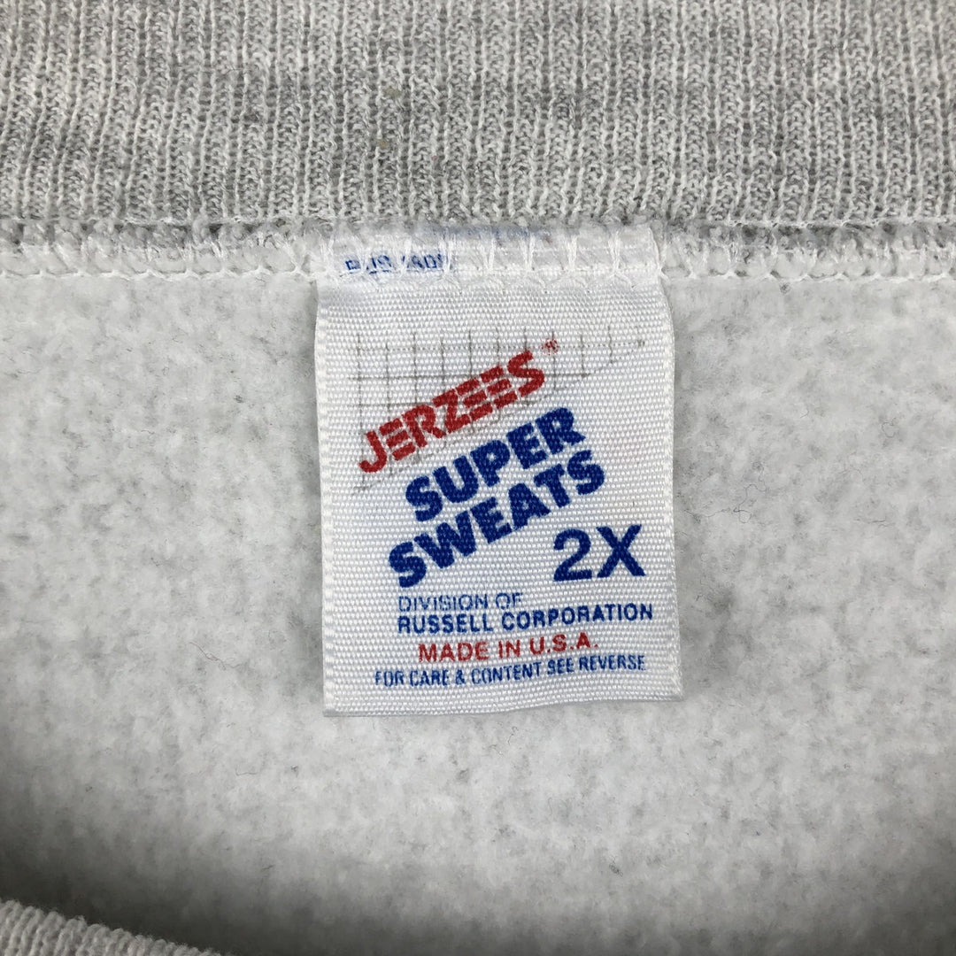 90'S JERSEY'S SUPER SWEATS Triple Print College Sweatshirt, Made in USA, Men's XXL equivalent, Vintage cotton gray type Vintage Second Hand