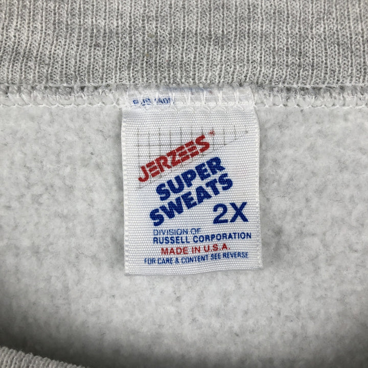 90'S JERSEY'S SUPER SWEATS Triple Print College Sweatshirt, Made in USA, Men's XXL equivalent, Vintage cotton gray type Vintage Second Hand